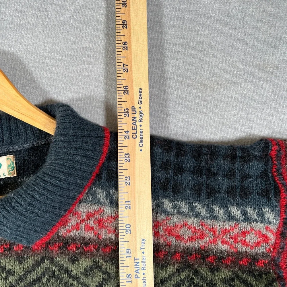 Icewear Nordic Fair Isle Quarter Zip Wool Sweater Mens Large Blue Gray Red